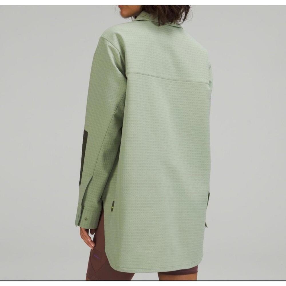 Lululemon Women’s Grid Fleece Hiking Overshirt In Laurel Green Medium Olive 2 - Picture 2 of 9